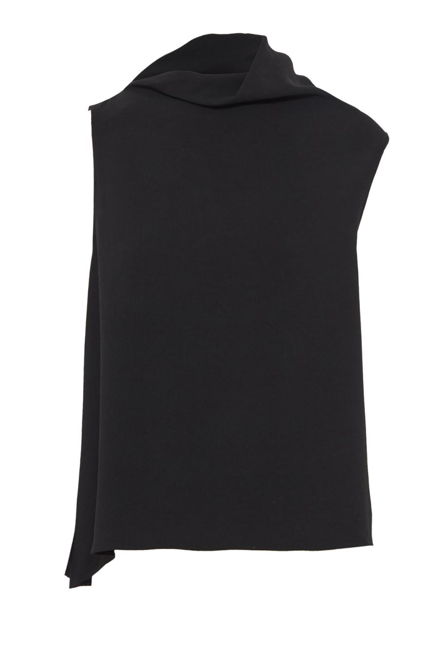 Draped asymmetric sleeveless top in black
