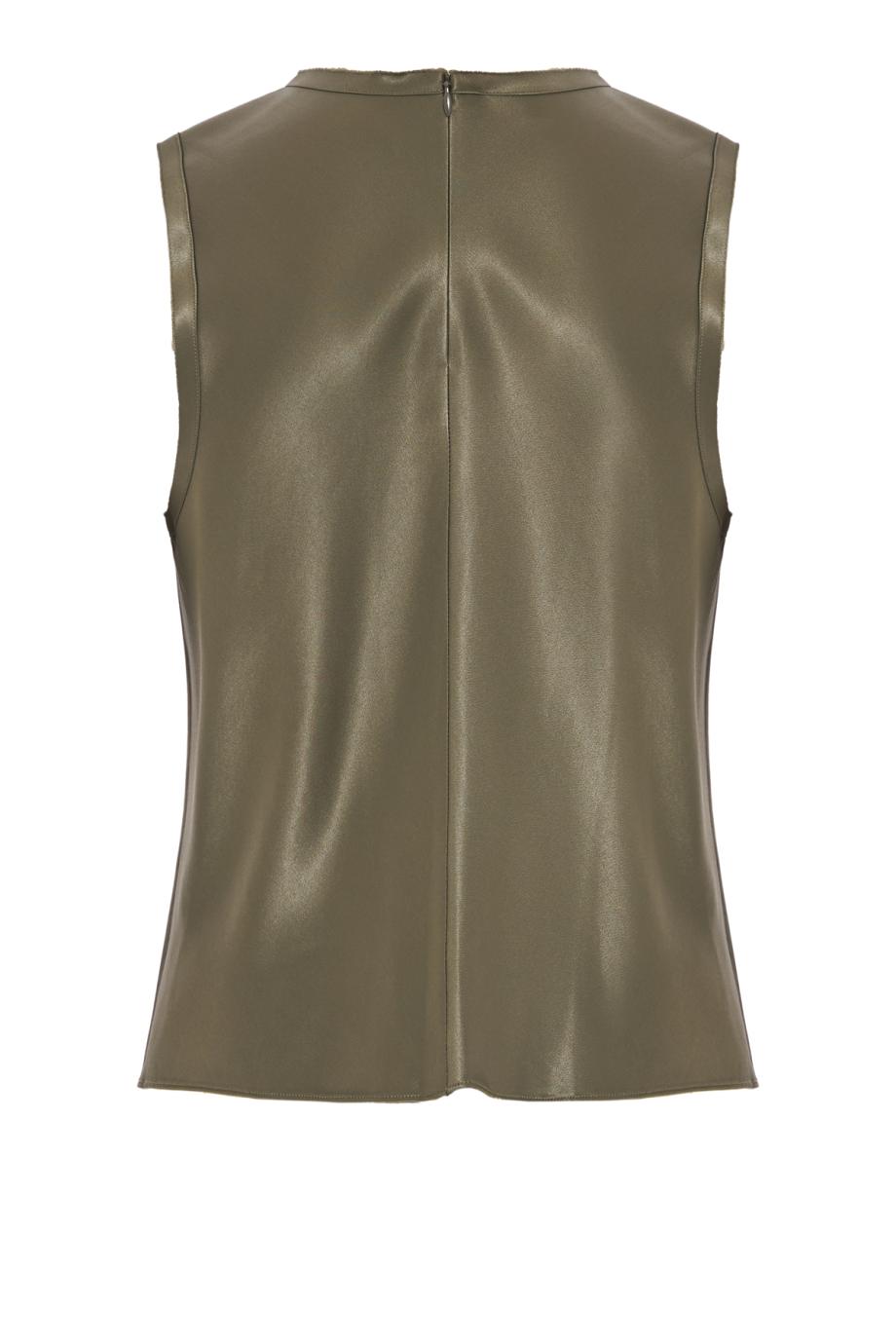 Satin sleeveless top in pine green