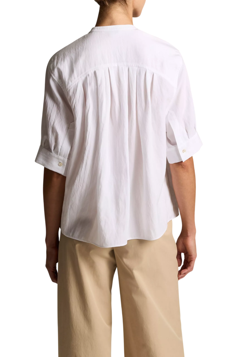 Gathered crepe shirt in optic white