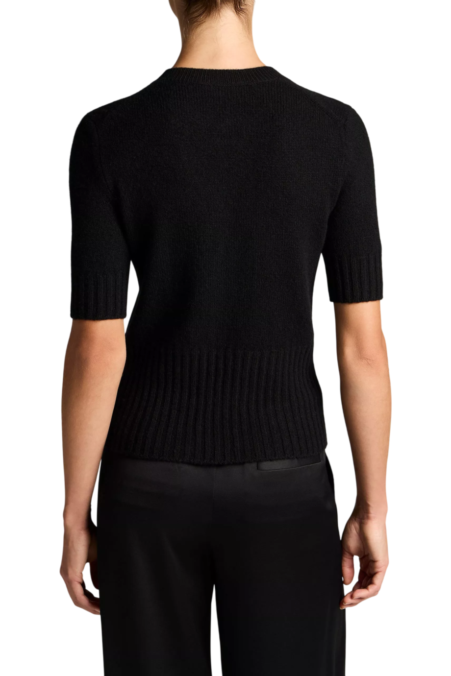 Wool-cashmere ribbed sweater in black
