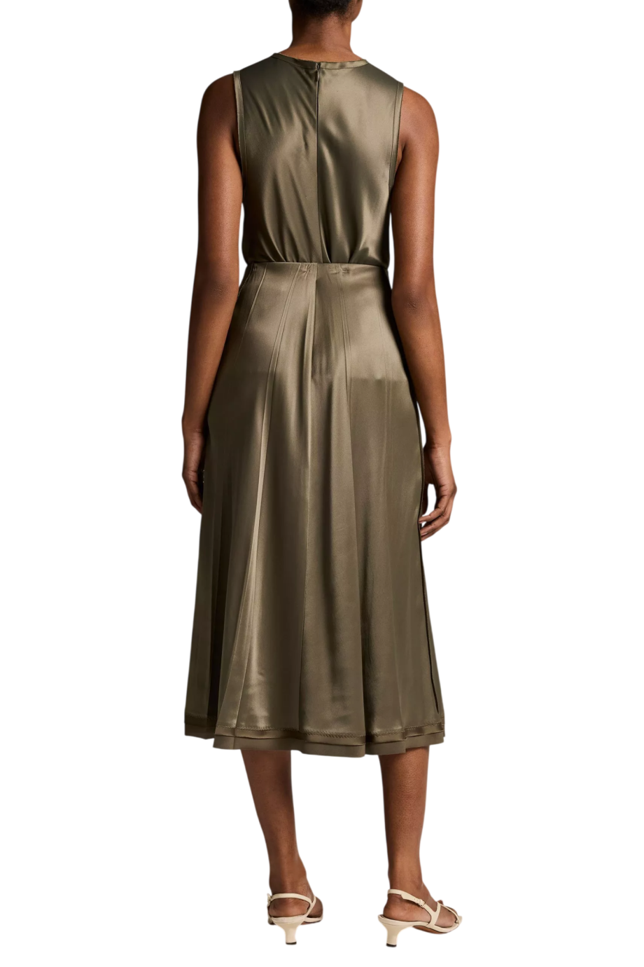Viscose pleated maxi skirt in pine green