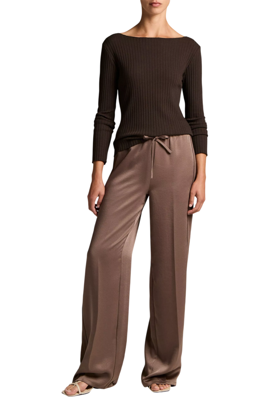 Crepe pants in taupe haze