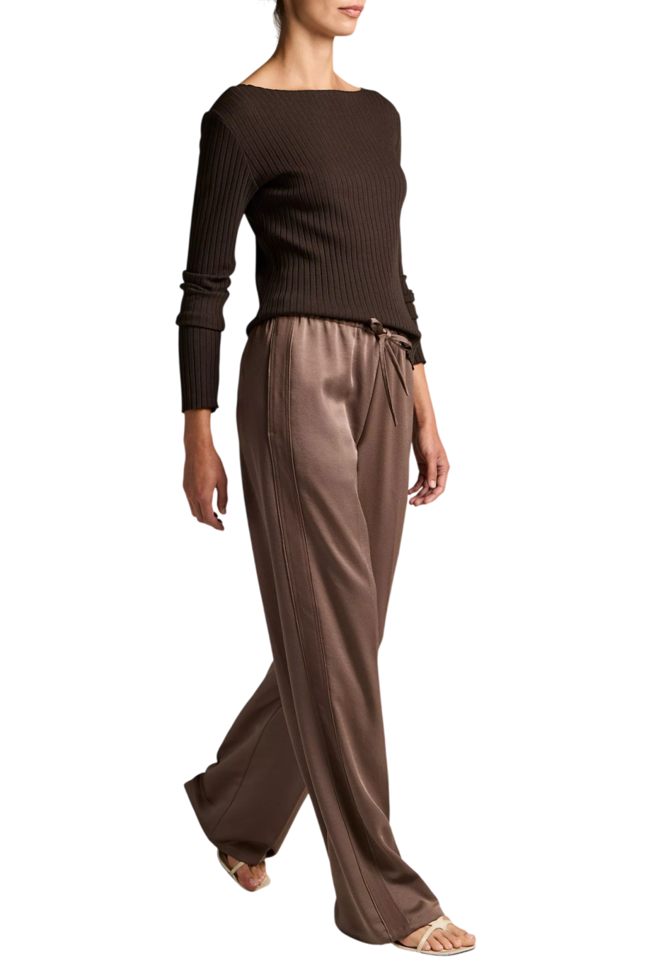 Crepe pants in taupe haze