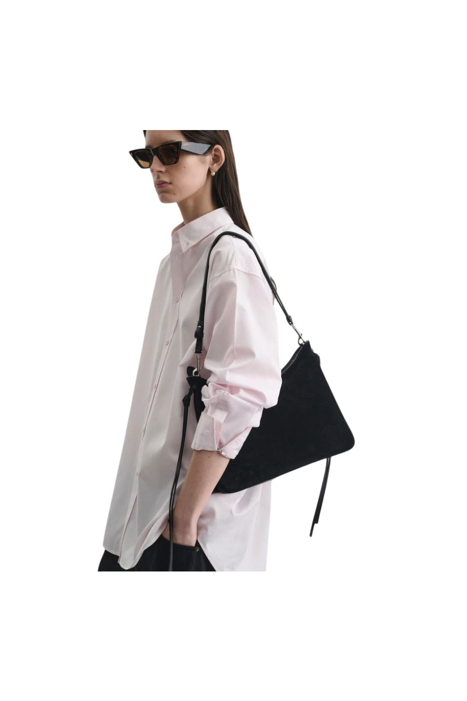 Organic cotton button-collar shirt in pale pink