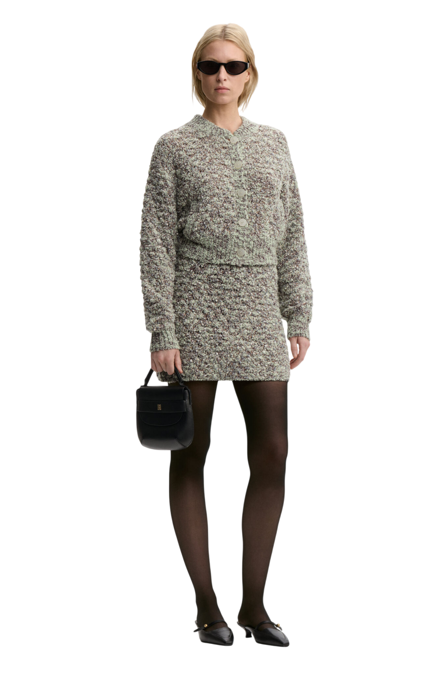 Gia wool and cotton mini skirt in sea green