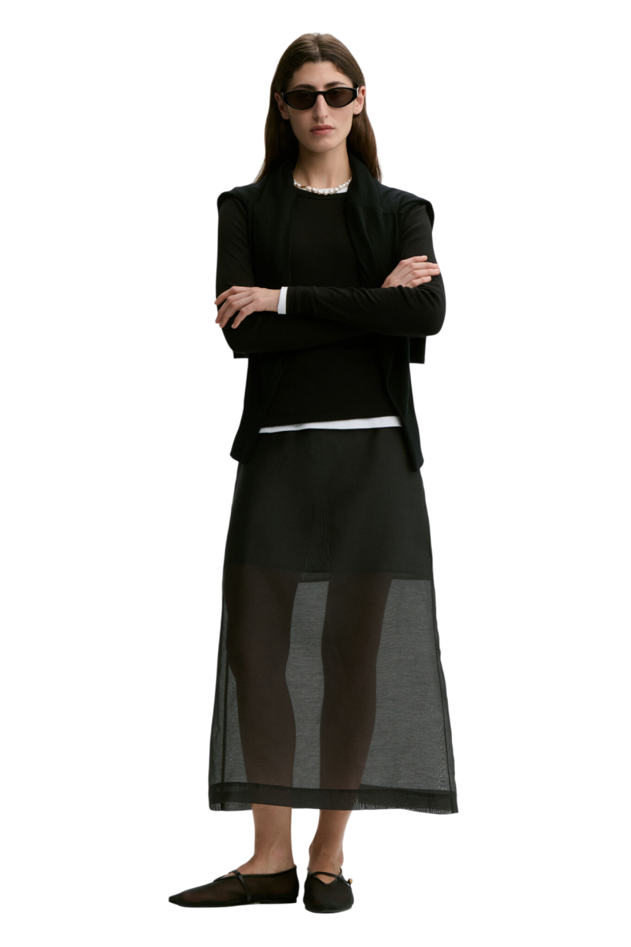 Esta silk organza skirt in black