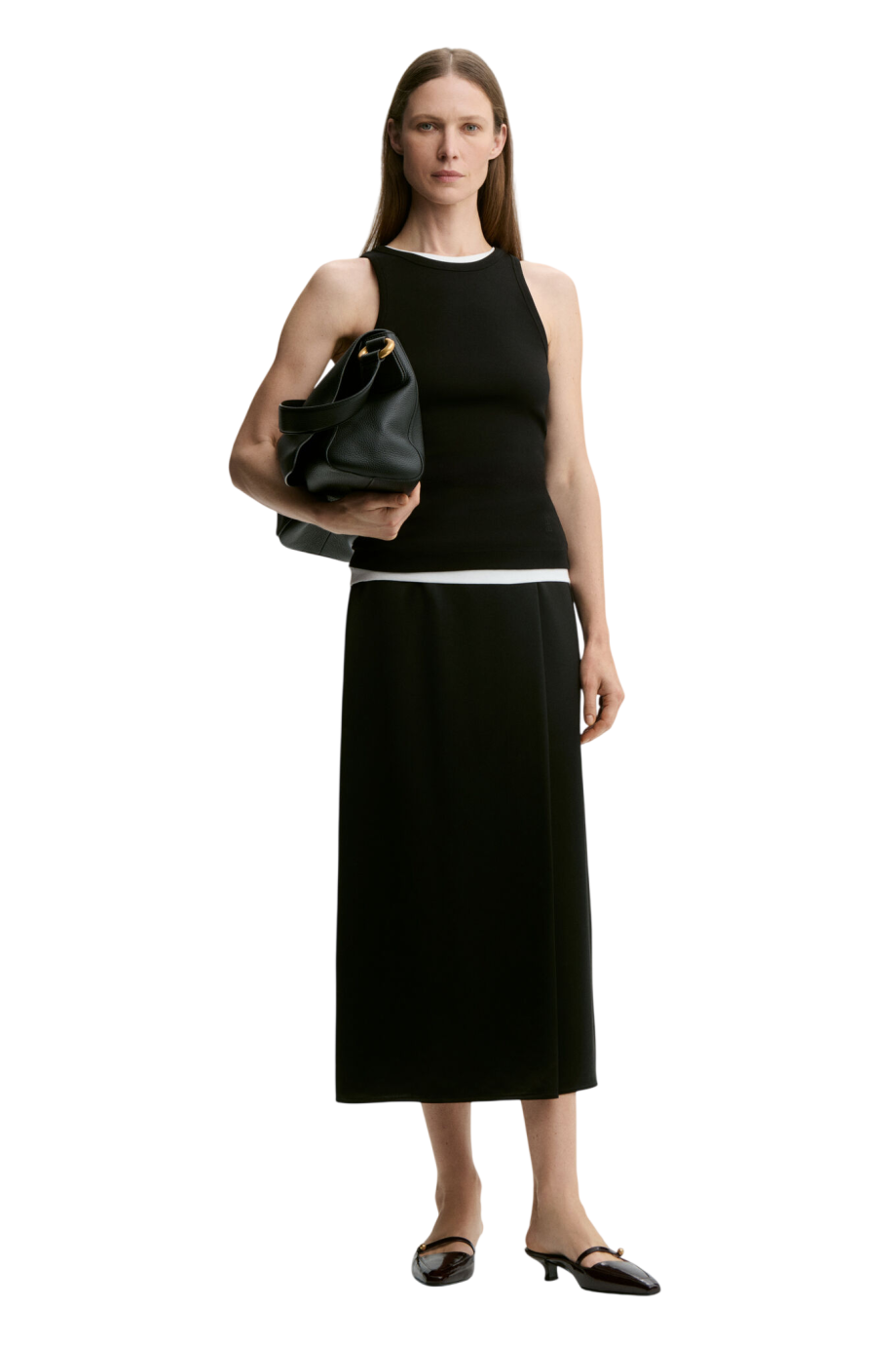 Pacia satin maxi skirt in black