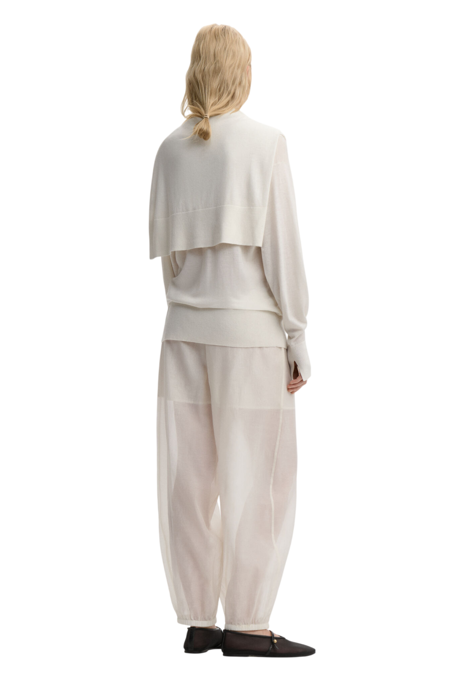 Lumas silk organza trousers in white