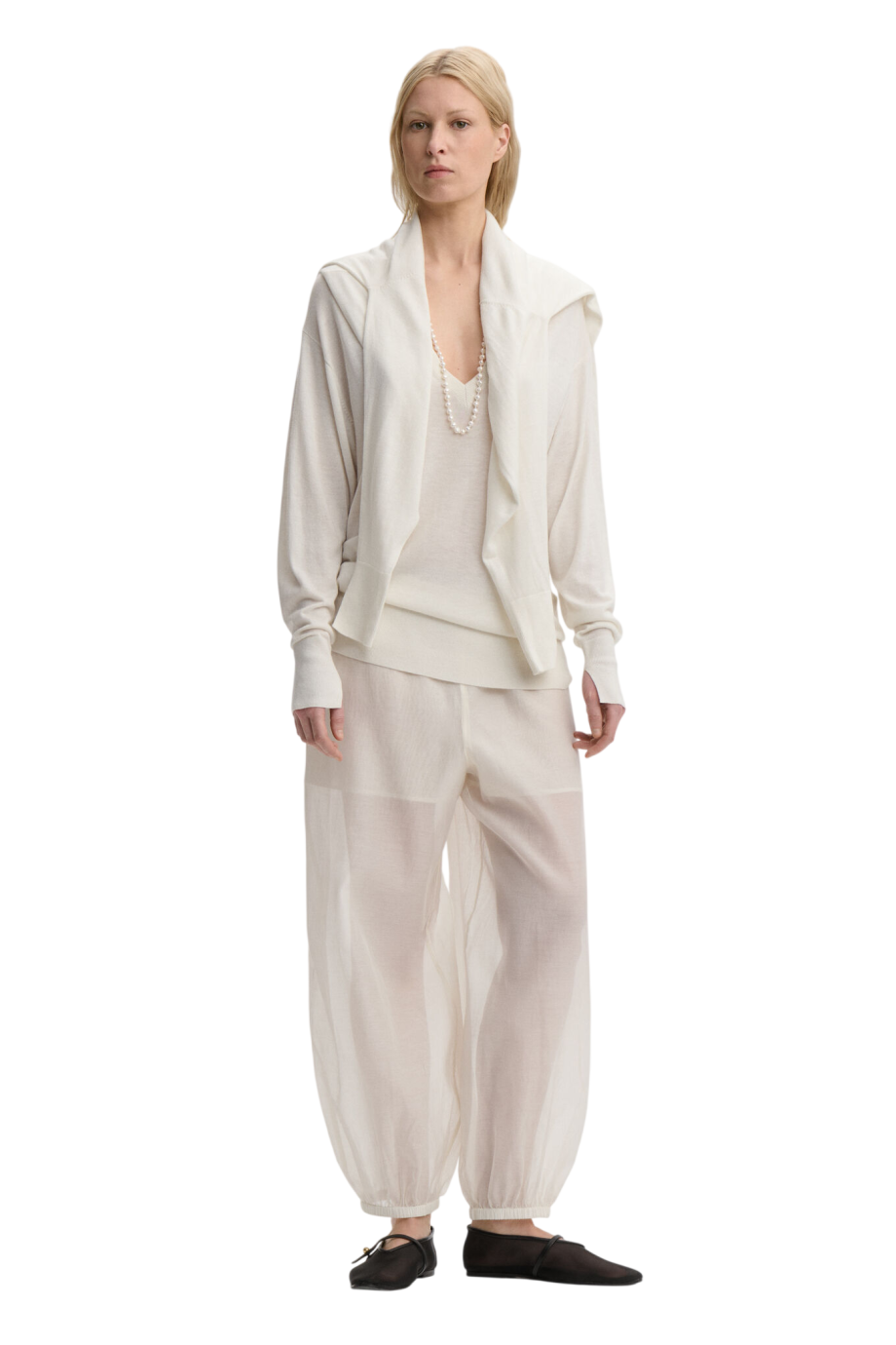 Lumas silk organza trousers in white