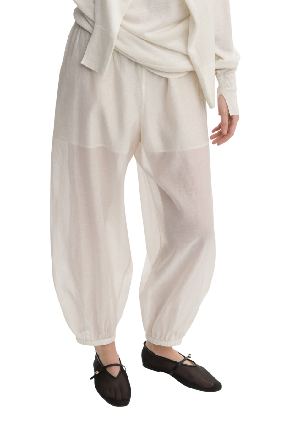 Lumas silk organza trousers in white