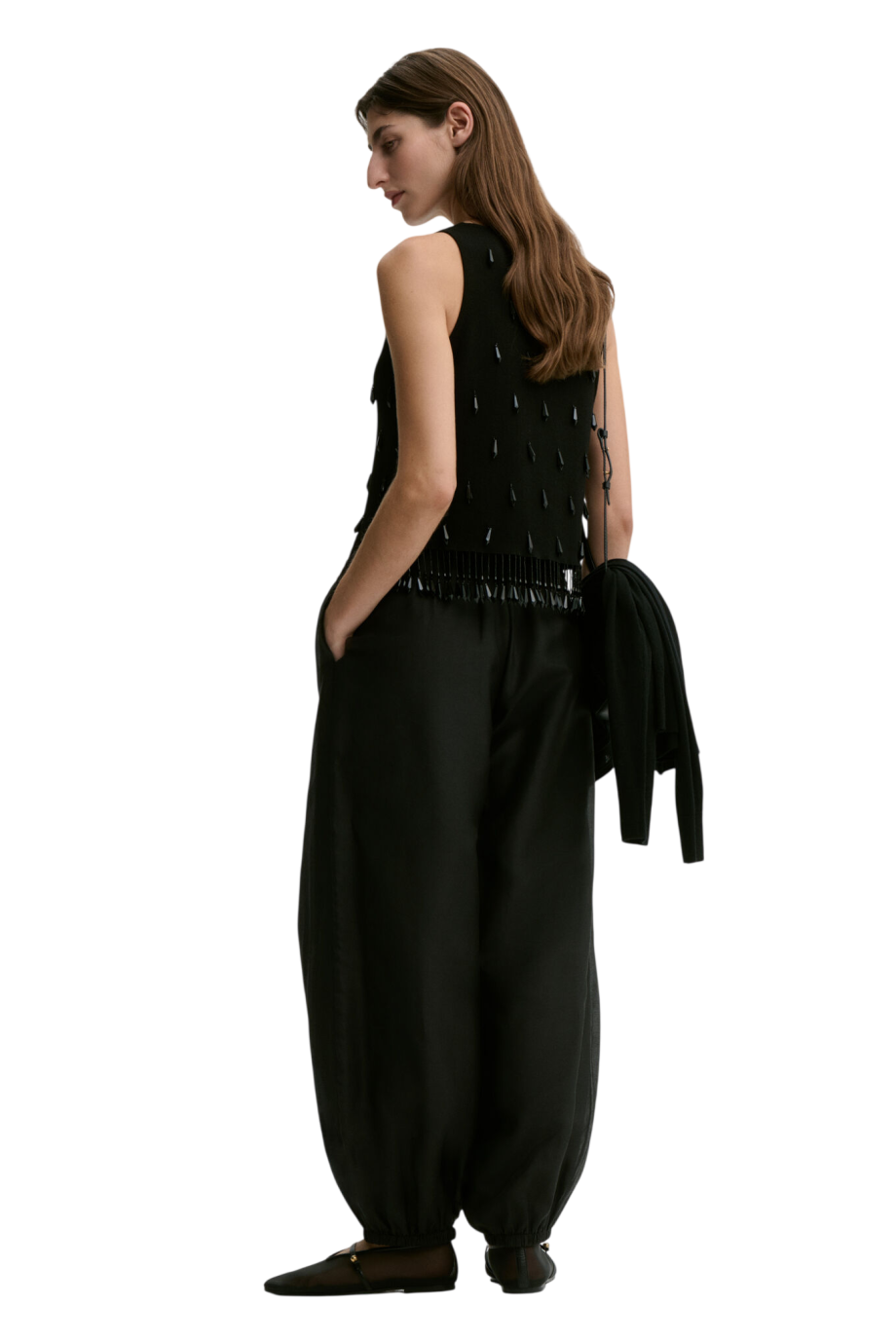 Hysa embellished crepe top in black