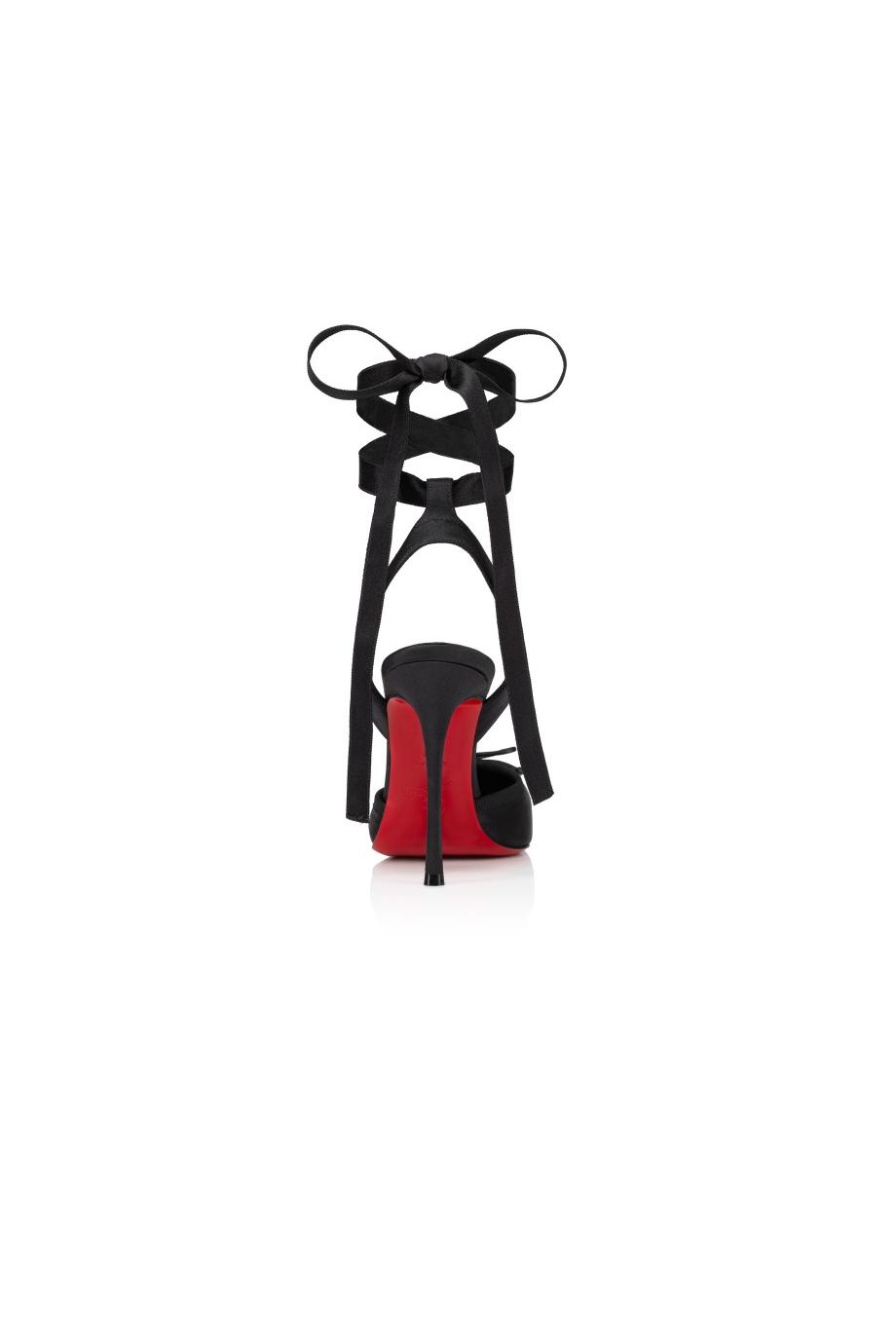 Cassia Lace Up 100 crepe satin pumps in black