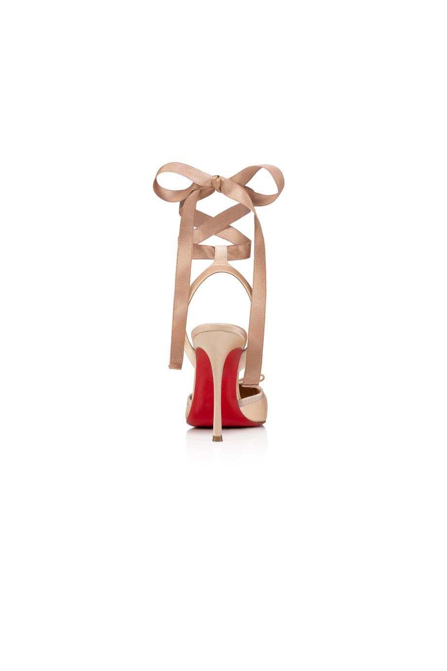 Cassia Lace Up 100 crepe satin pumps in blush