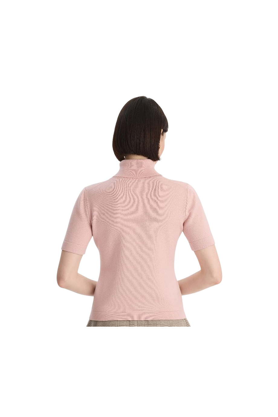 Wool fold-over turtleneck sweater in blush