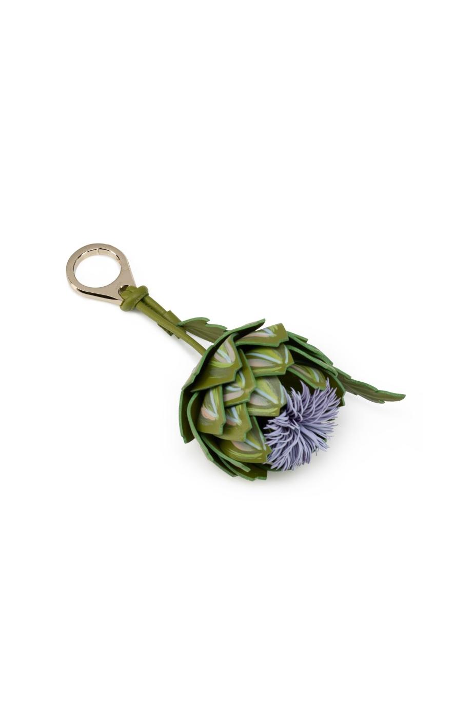 Vegetable artichoke bag charm in multicolor