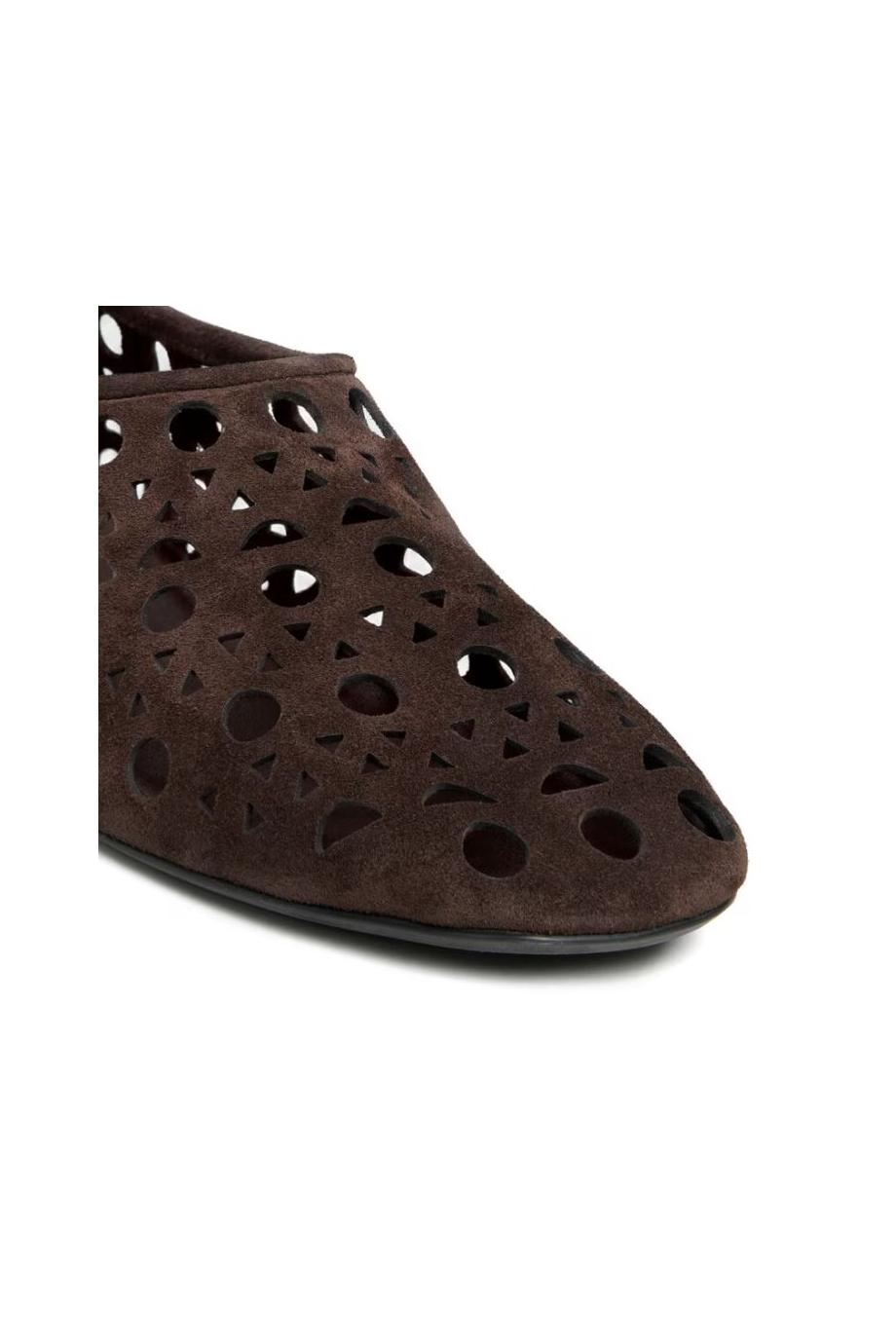Neo Vienne suede slippers in chocolate