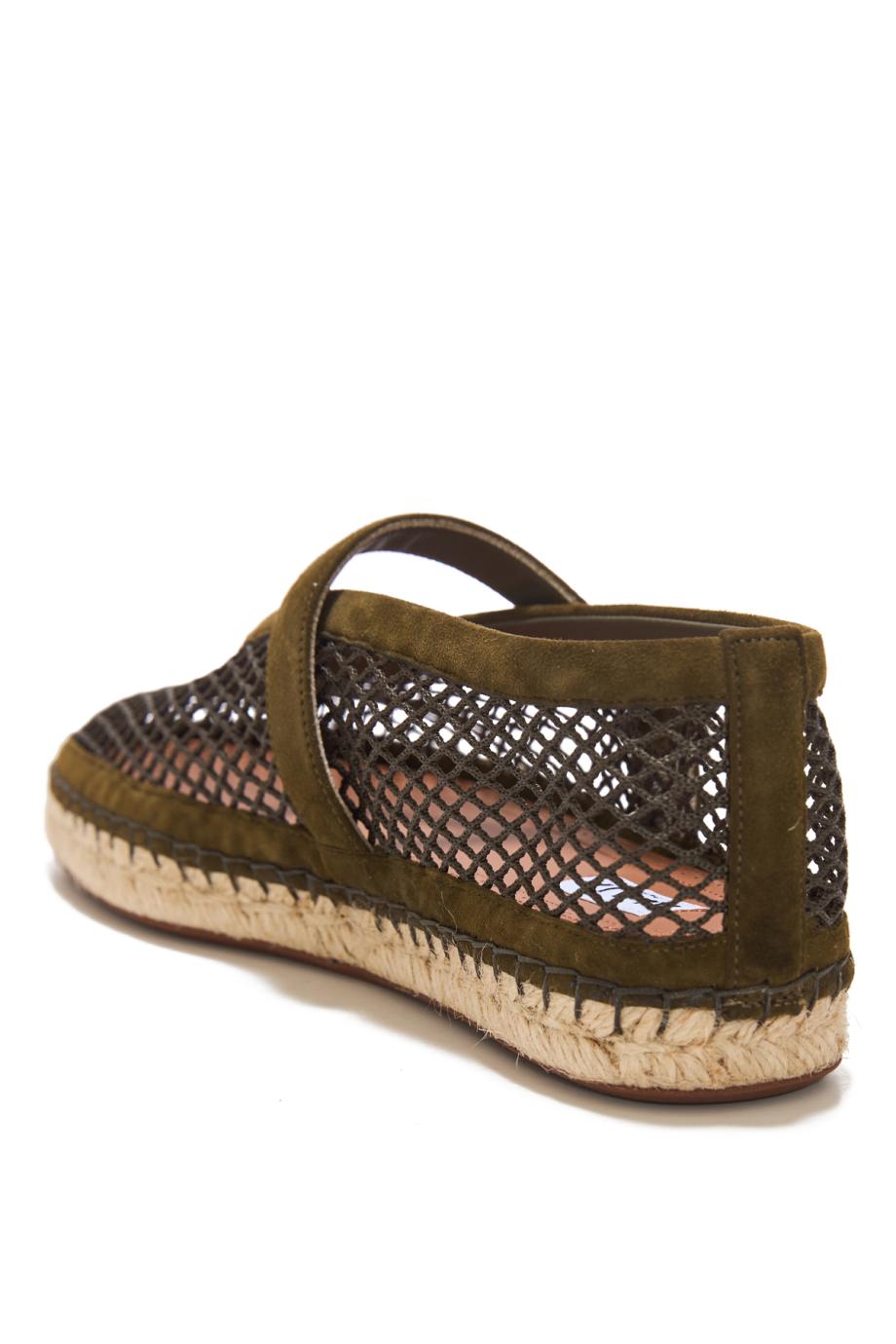 Suede fishnet espadrilles in vert camouflage 