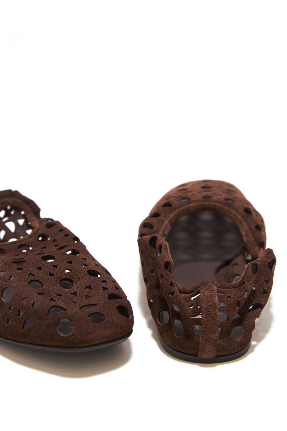 Neo Vienne suede slippers in chocolate