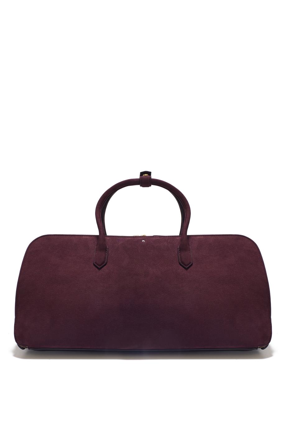 Delta suede top handle bag in bordeaux