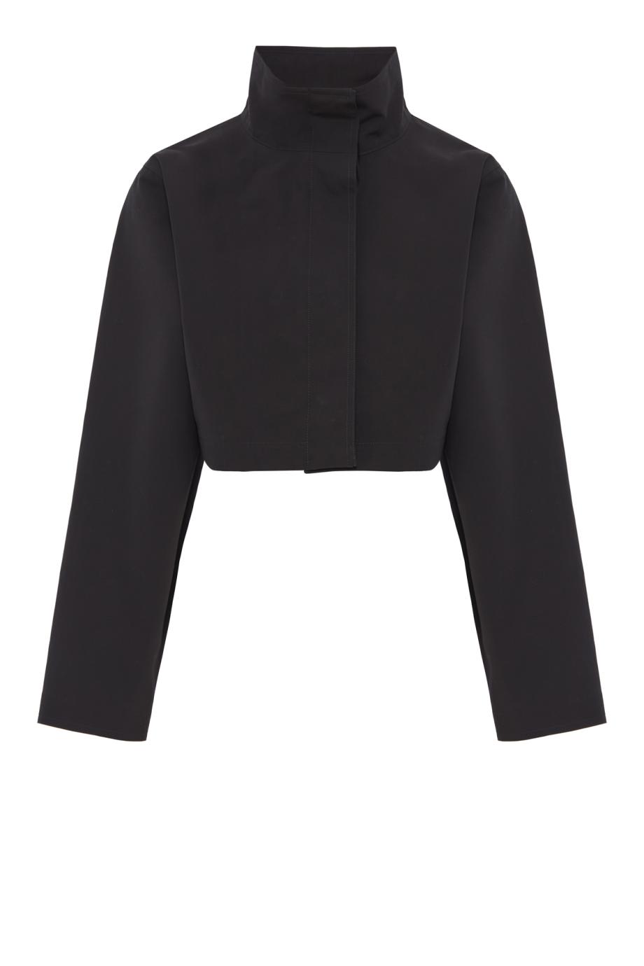 Cropped cotton and silk jacket in black