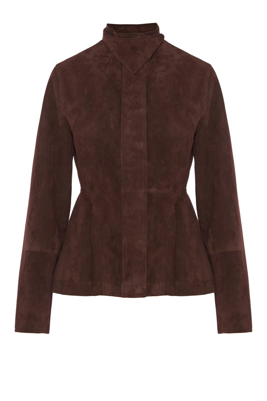 Peplum suede jacket in chocolate