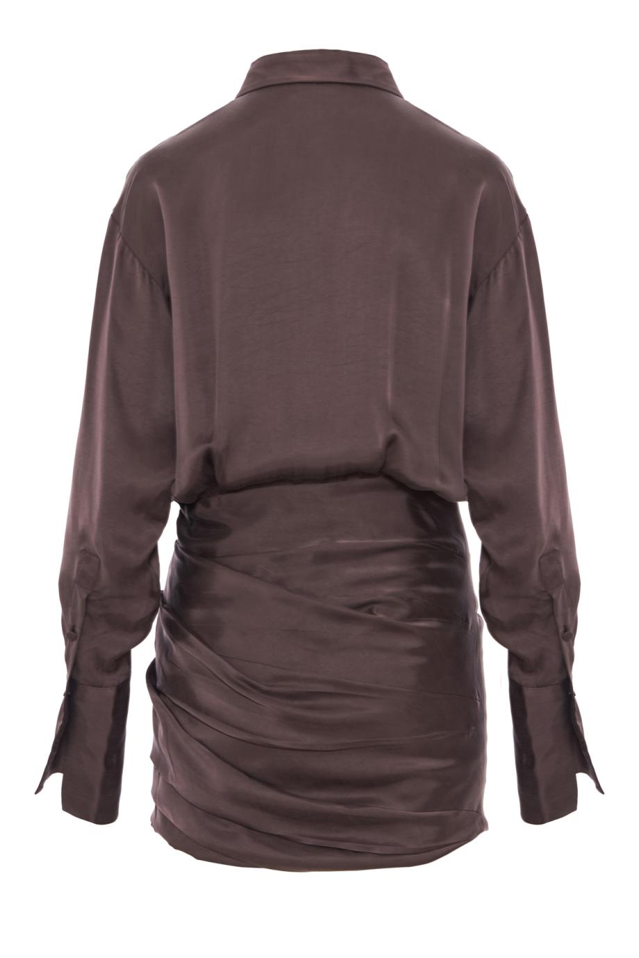 Andrea satin mini shirtdress in rouge noir
