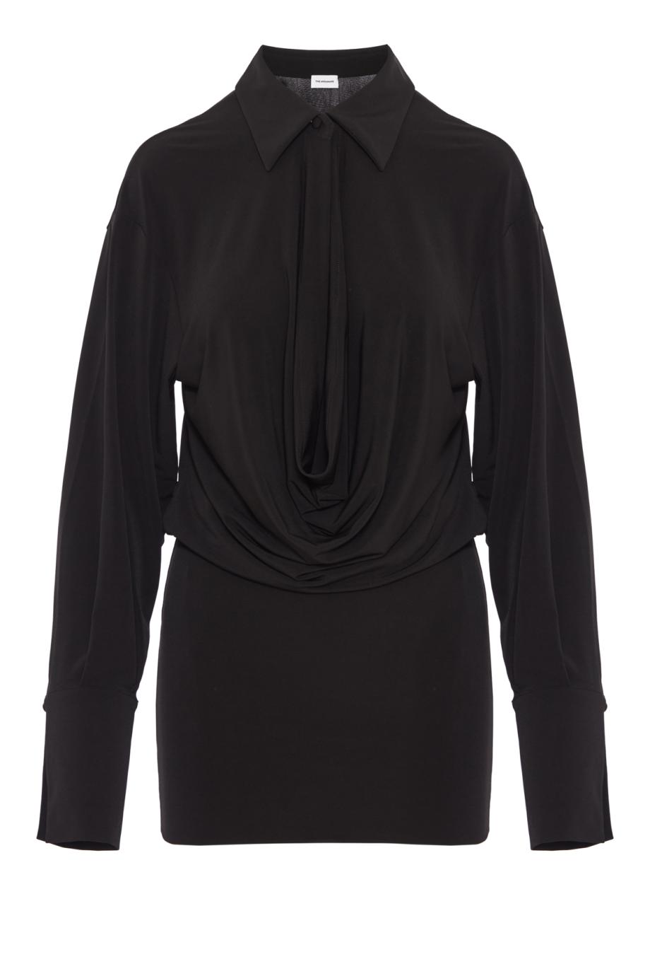 Lilia deep-V mini dress in black