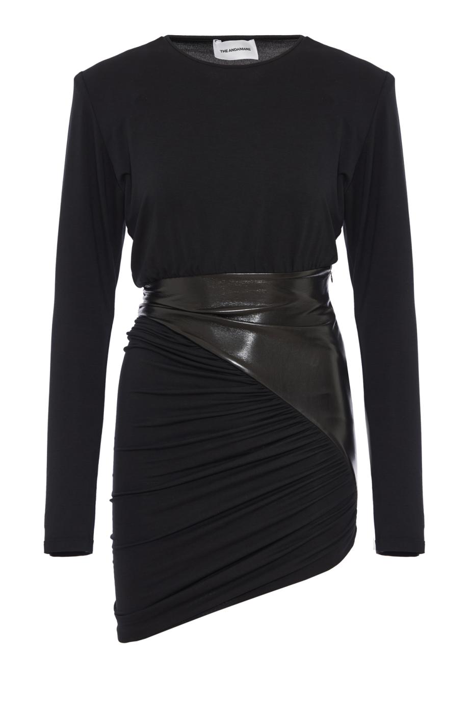 Ursula ruched viscose mini dress in black
