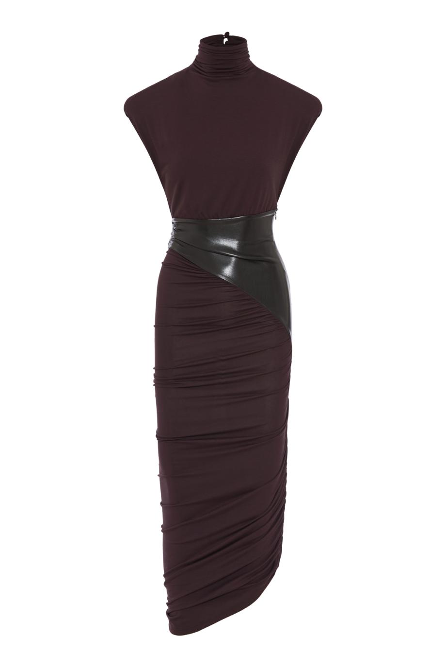 Ursula ruched viscose maxi dress in rouge noir