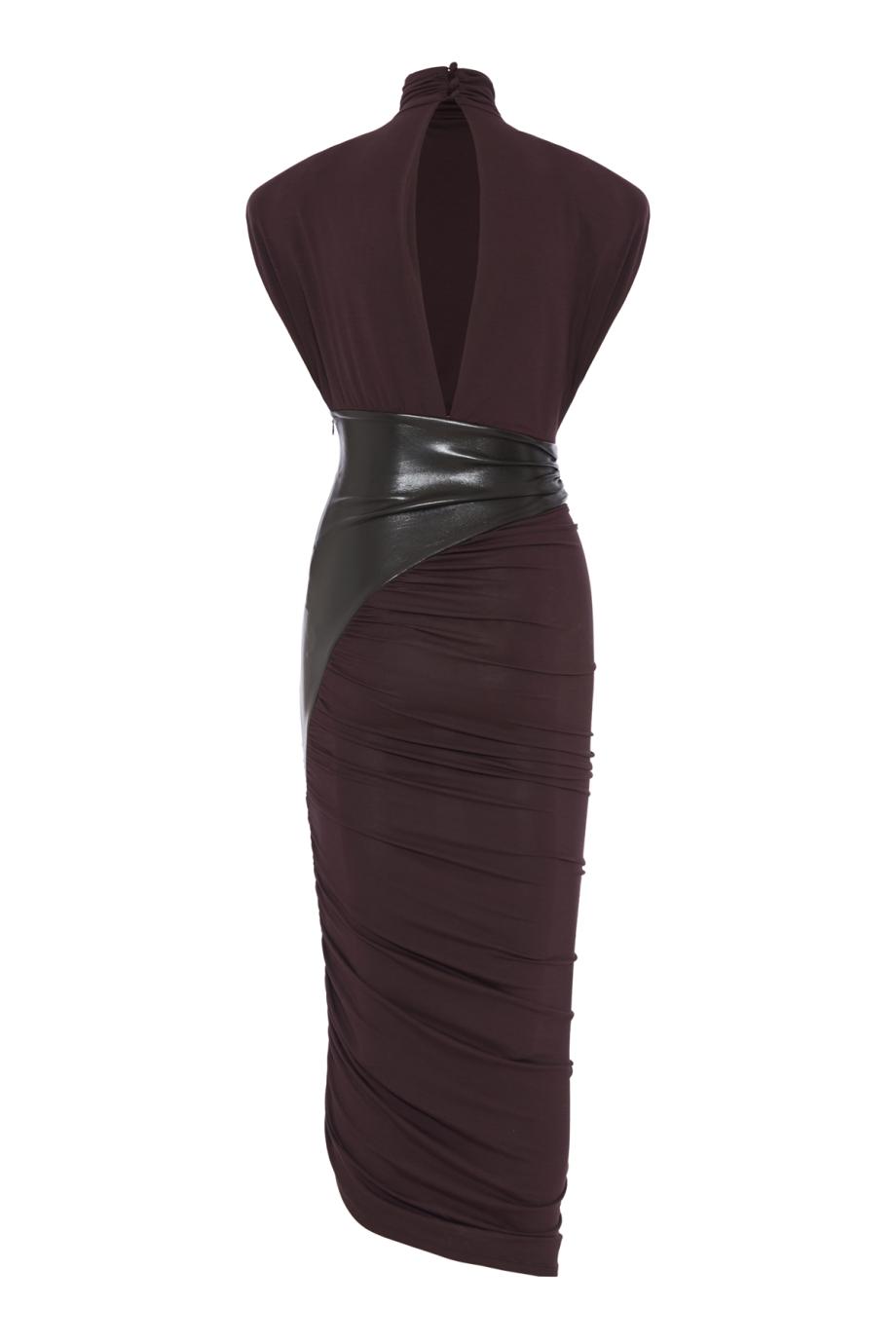 Ursula ruched viscose maxi dress in rouge noir