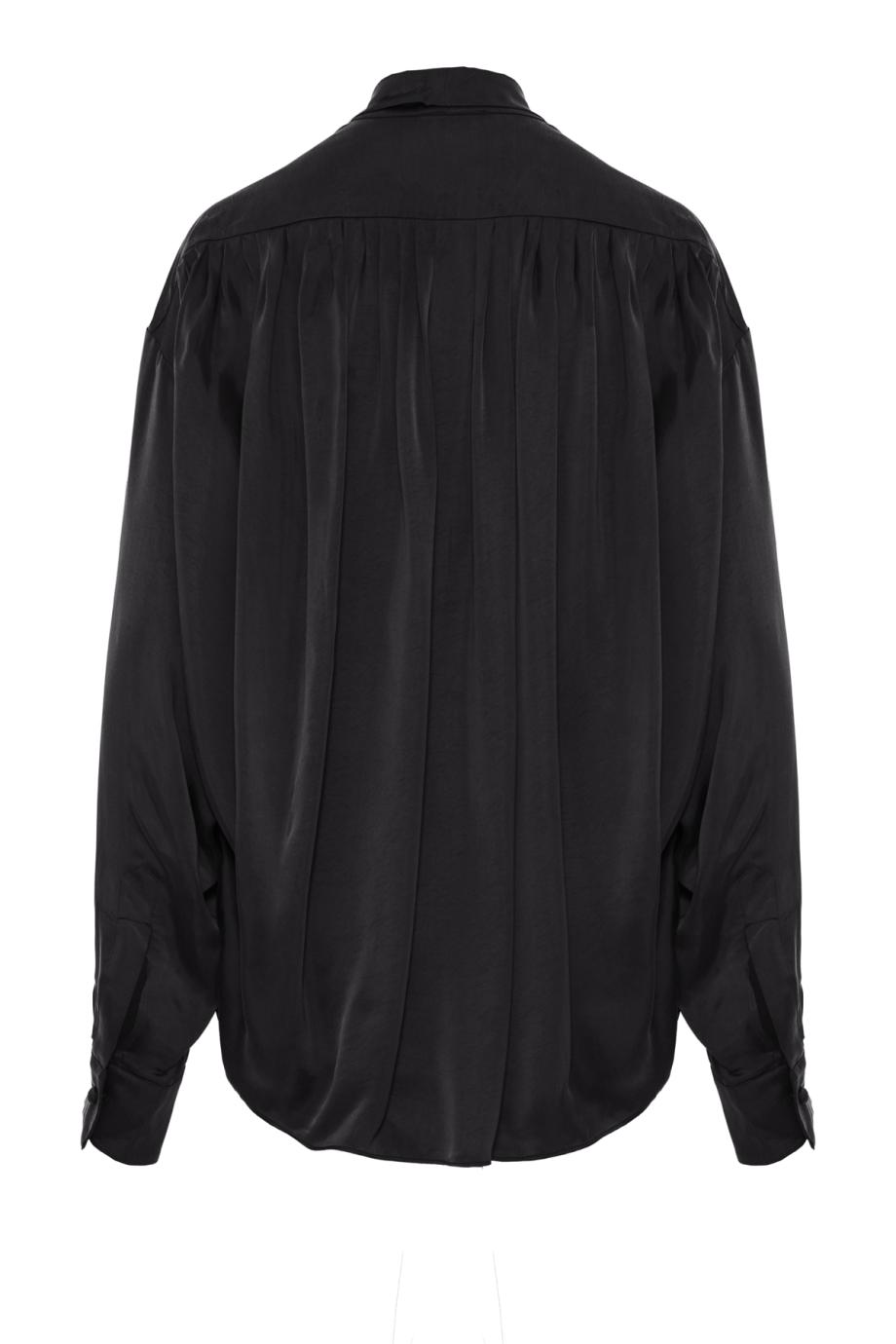 Mathilda scarf-neck satin blouse in black