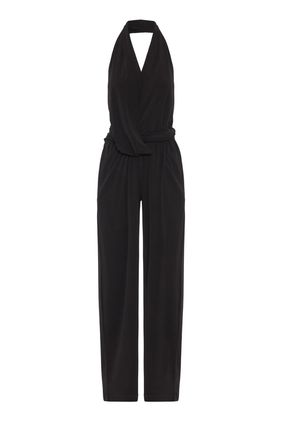 Astra halter wide-leg jumpsuit in black