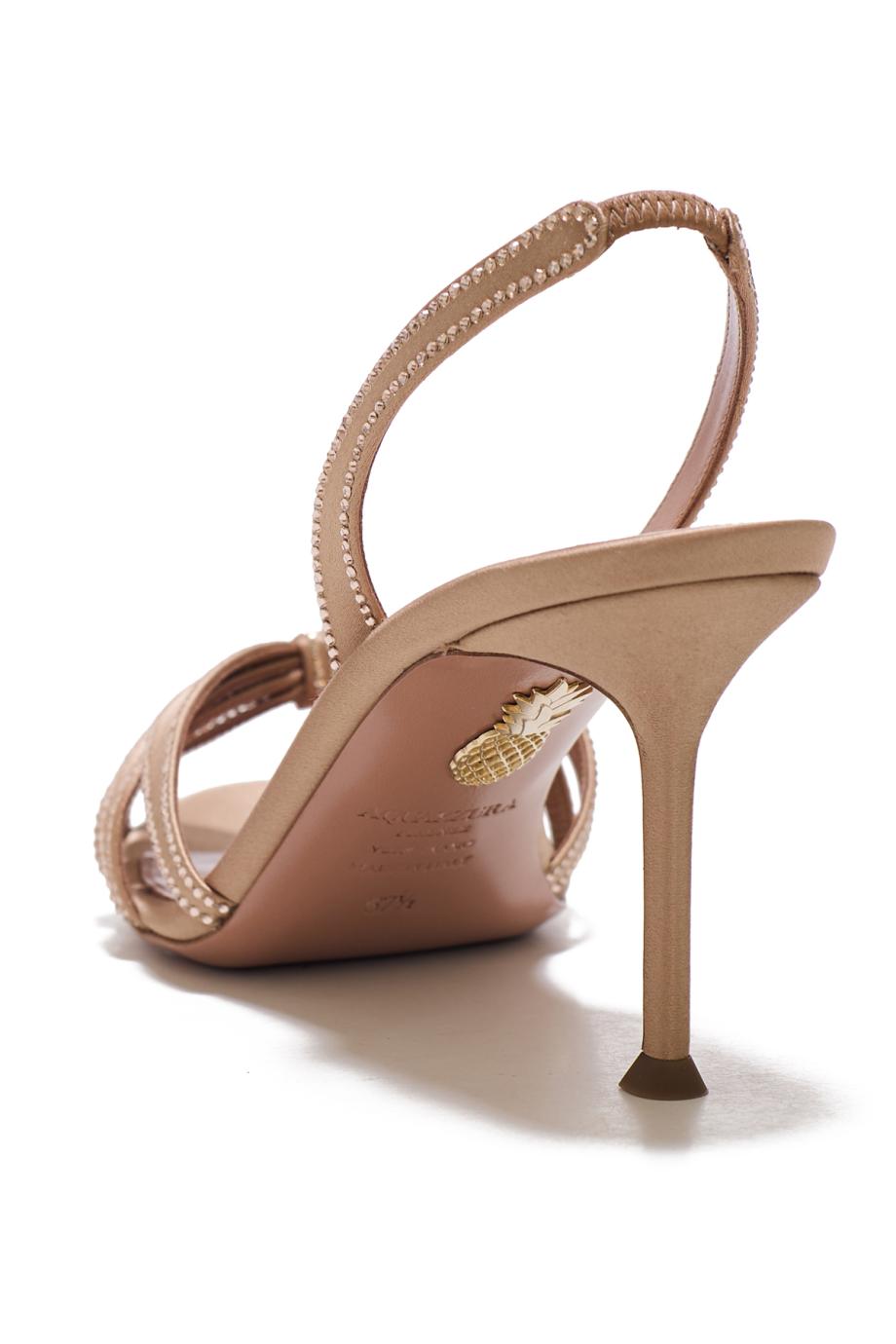 Soulmate Crystal 75 satin sandals in warm nude