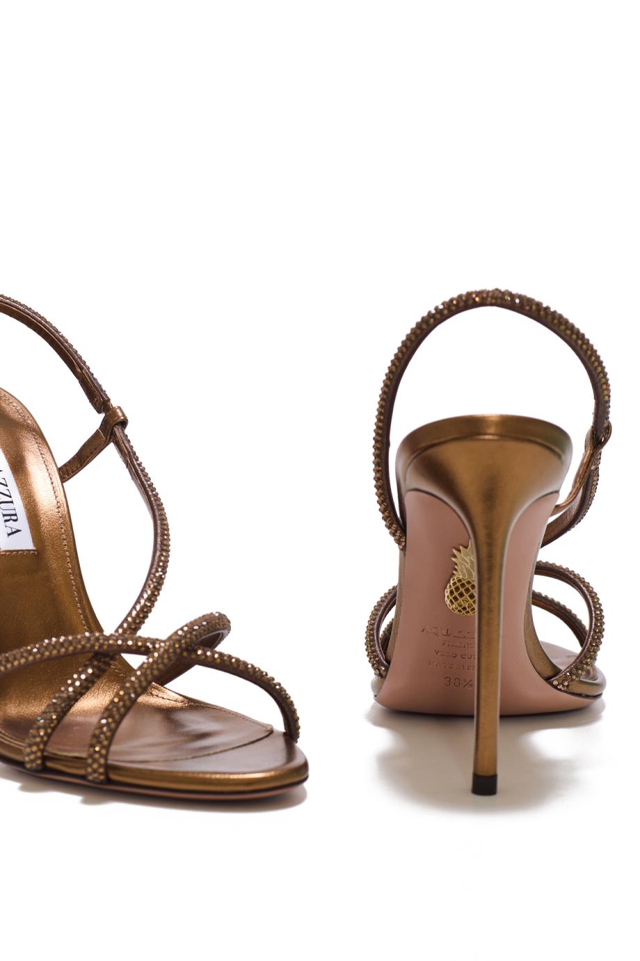 Horizon Crystal 105 metallic leather and suede sandals in dark bronze
