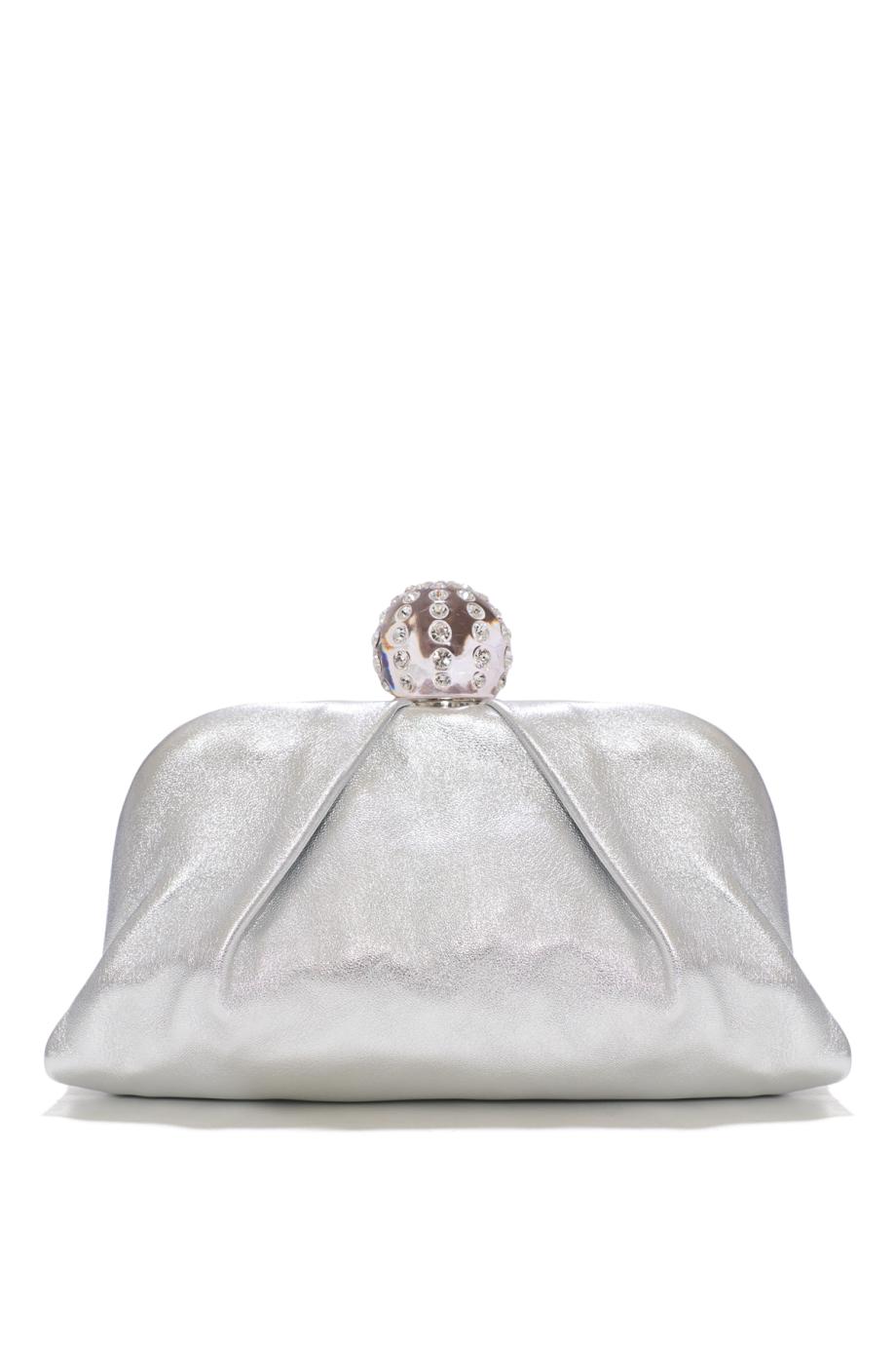 Tequila leather mini pouch in silver