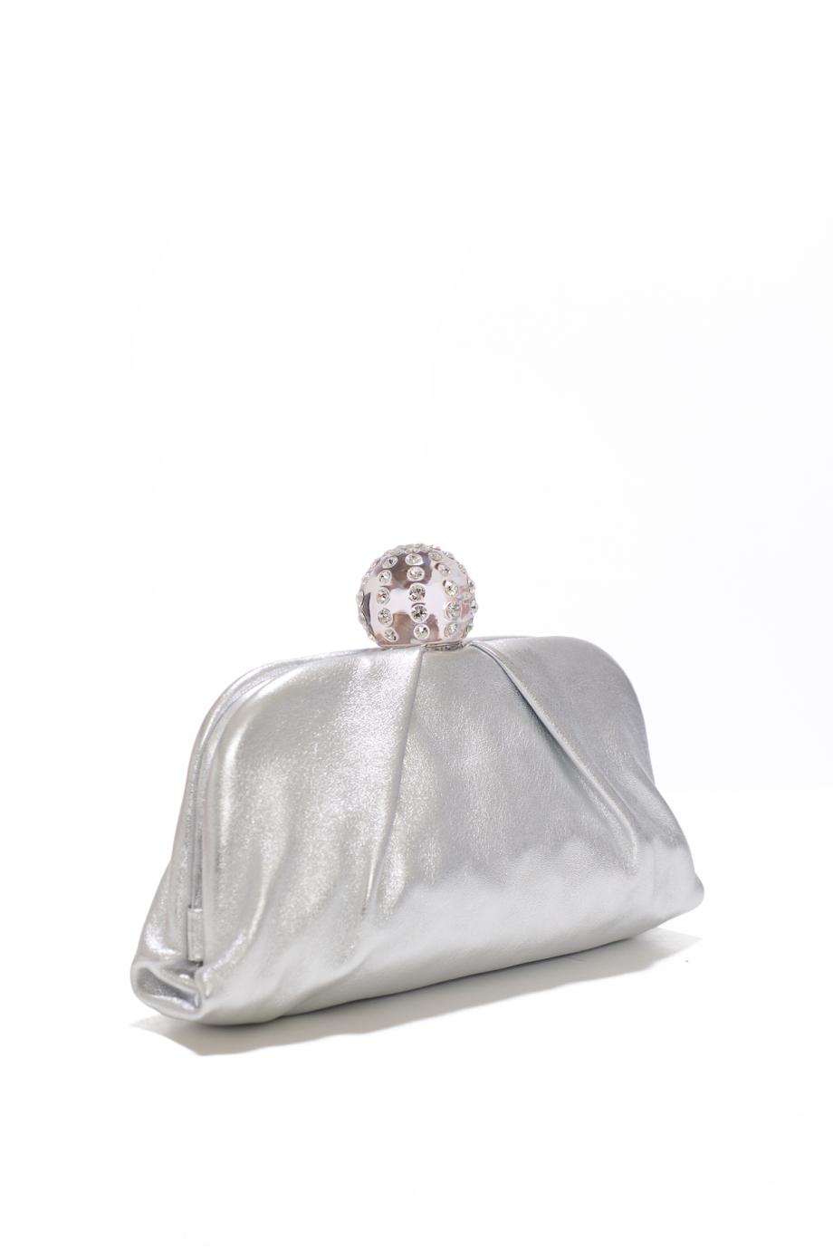 Tequila leather mini pouch in silver
