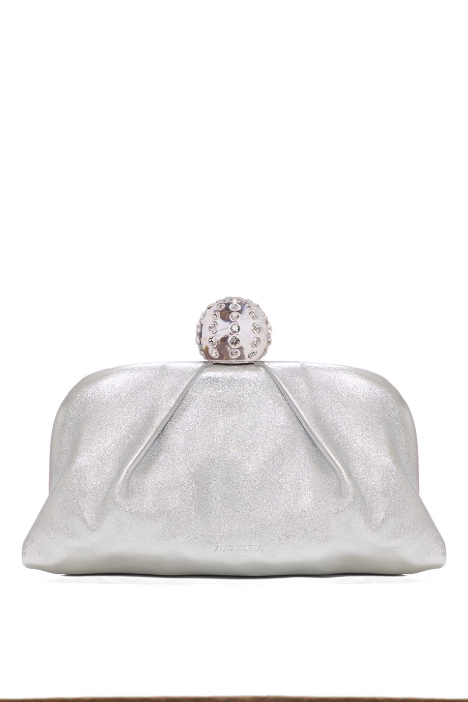 Tequila leather mini pouch in silver