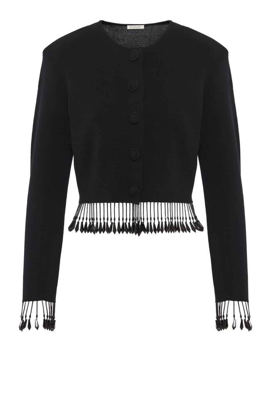 Shelly embellished crepe cardigan in black
