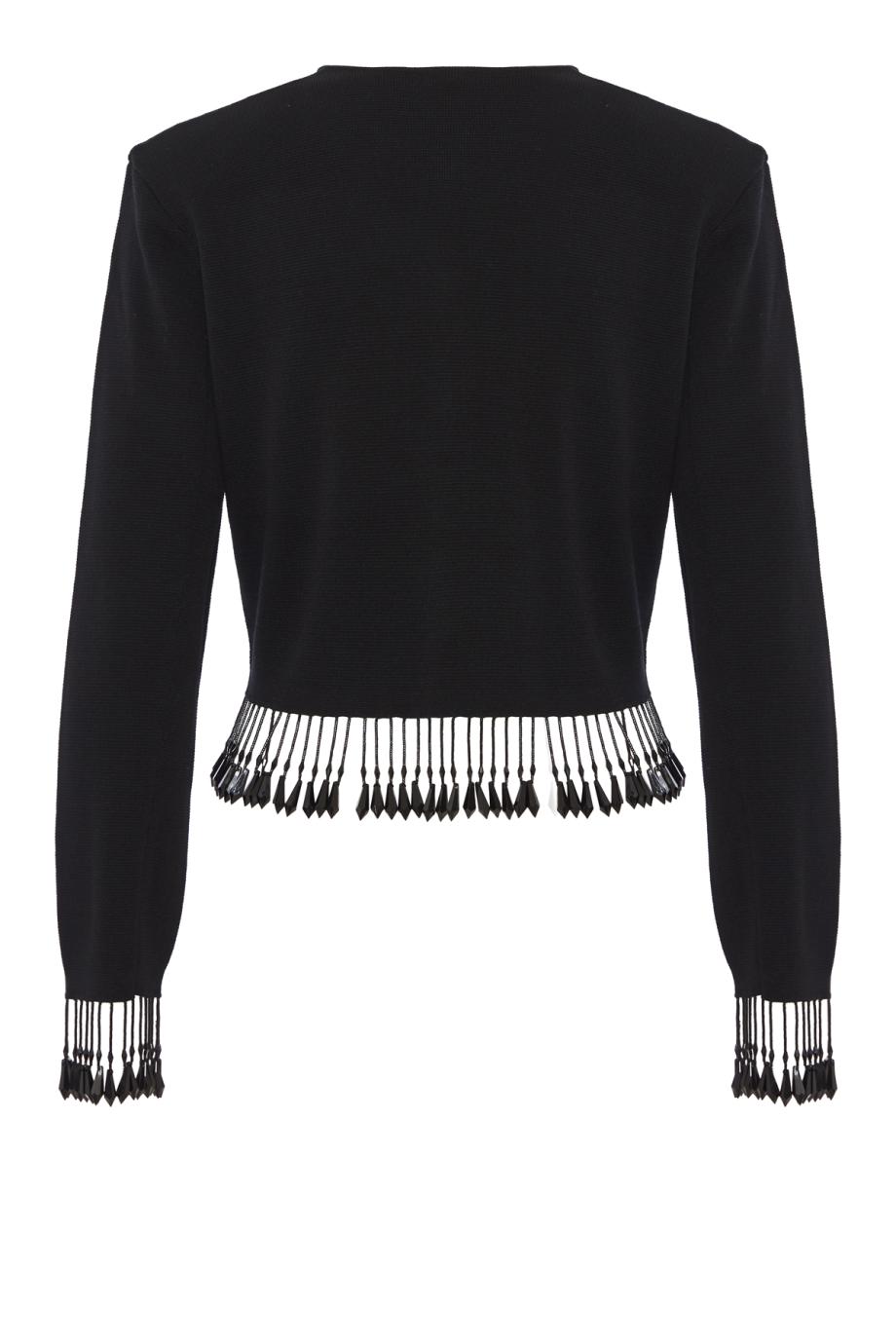 Shelly embellished crepe cardigan in black