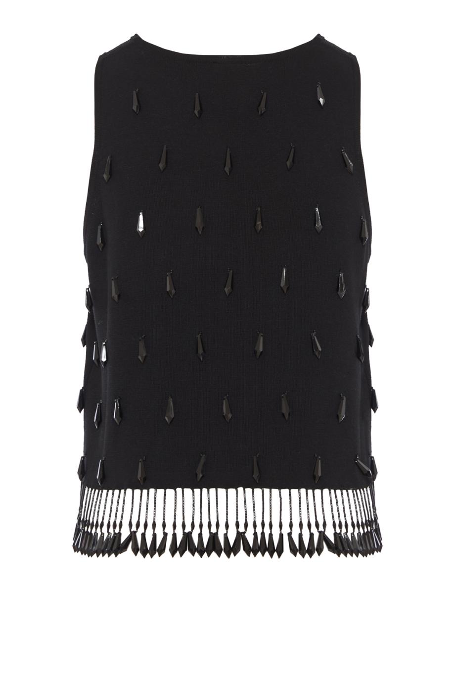 Hysa embellished crepe top in black