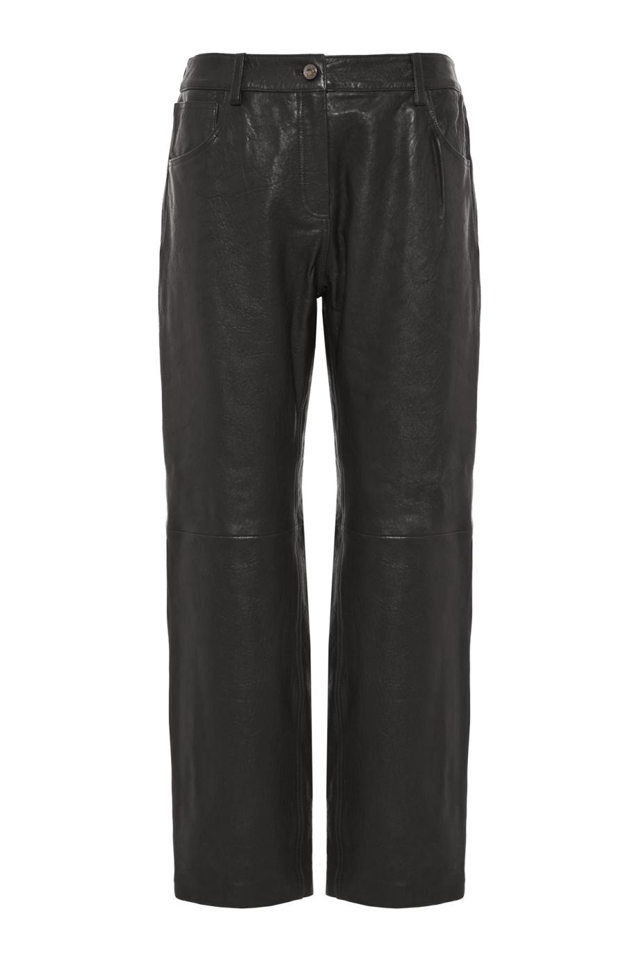 Leather straight-leg pants in black