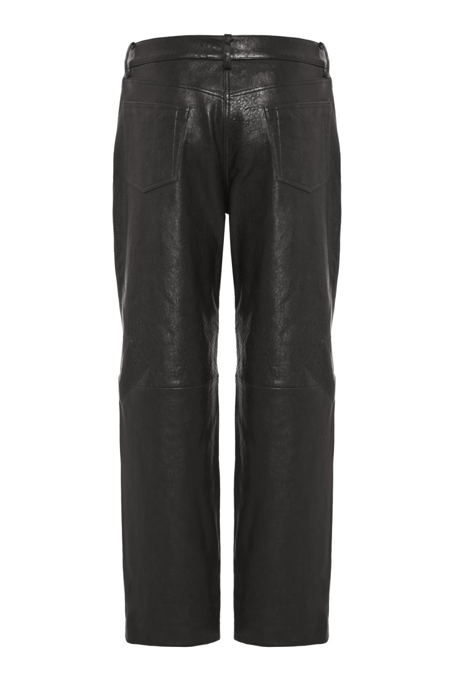 Leather straight-leg pants in black
