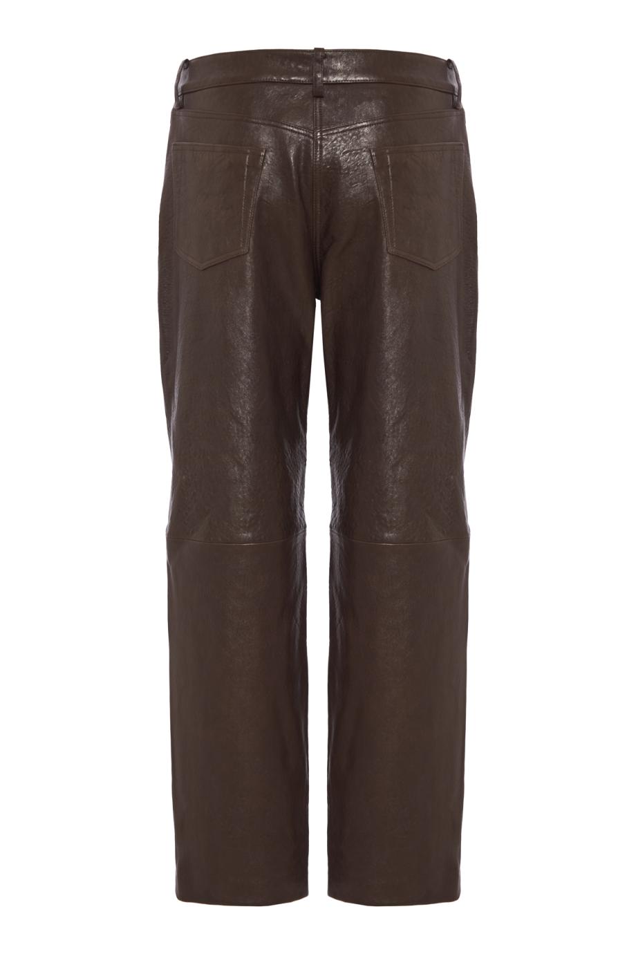 Leather straight-leg pants in dark brown
