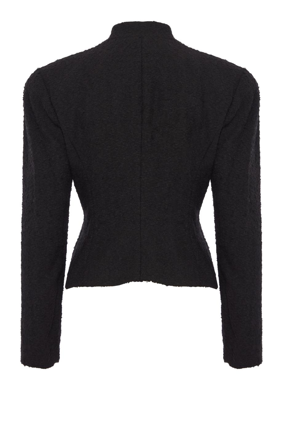Bouclé blazer with stand collar in black