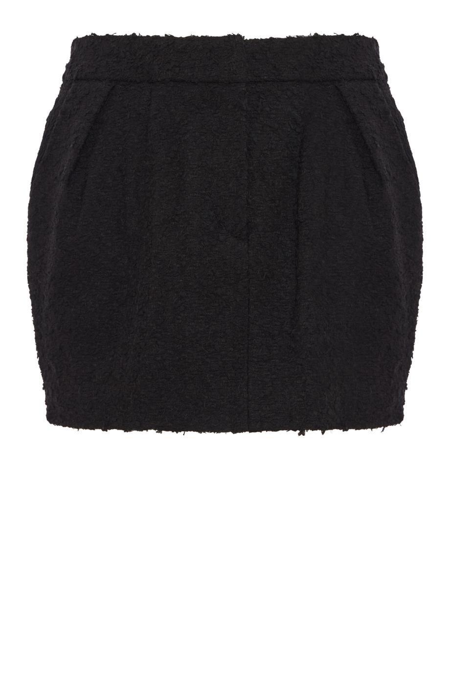 Tailored bouclé mini skirt in black