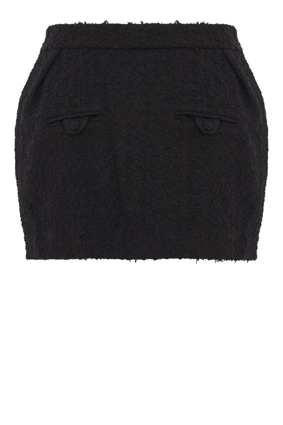 Tailored bouclé mini skirt in black