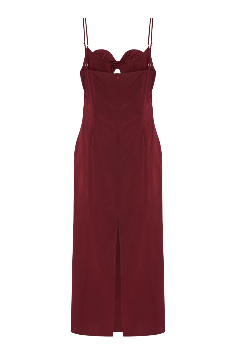 Cotton and silk flower-detail midi beach dress in bordeaux