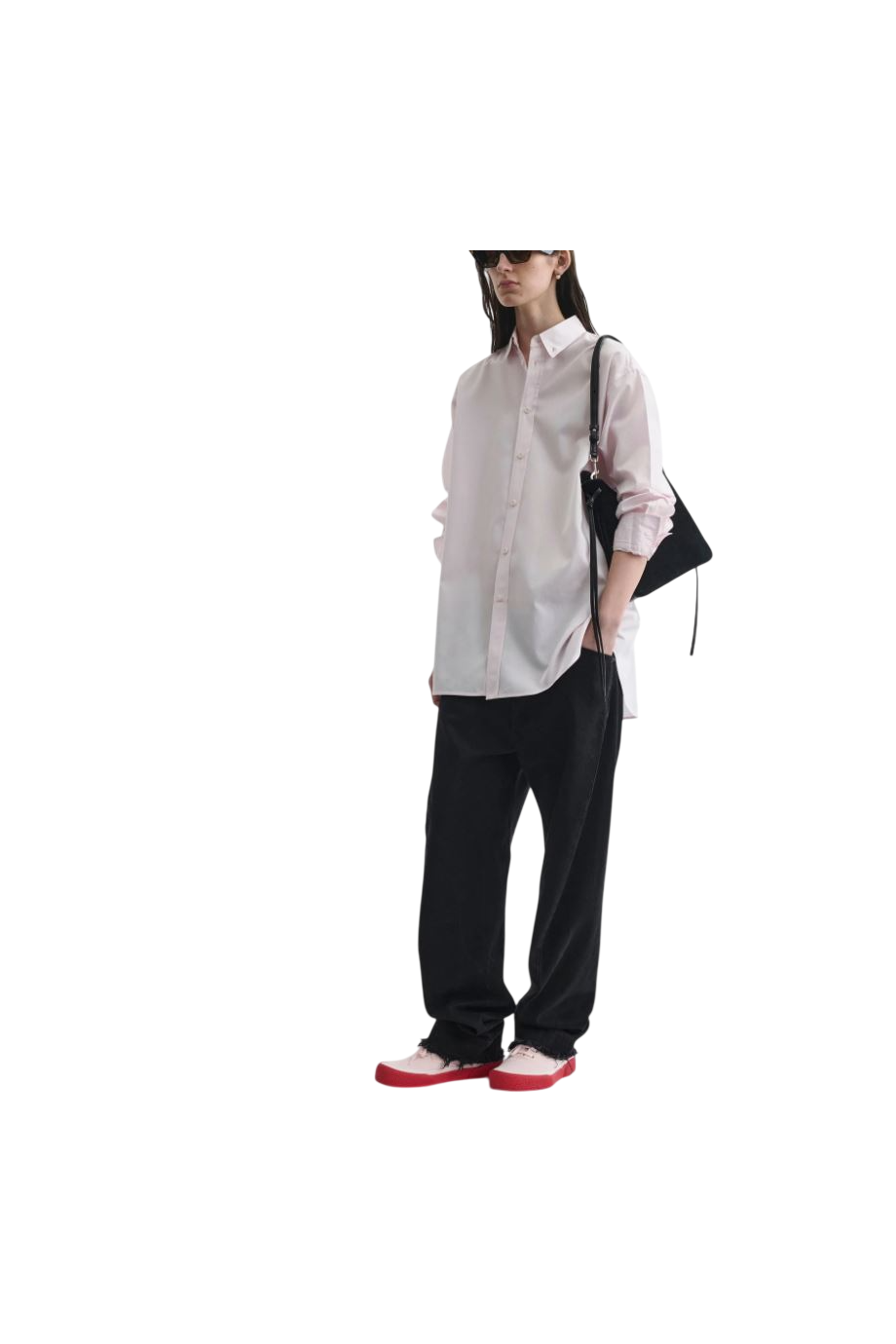 Organic cotton button-collar shirt in pale pink