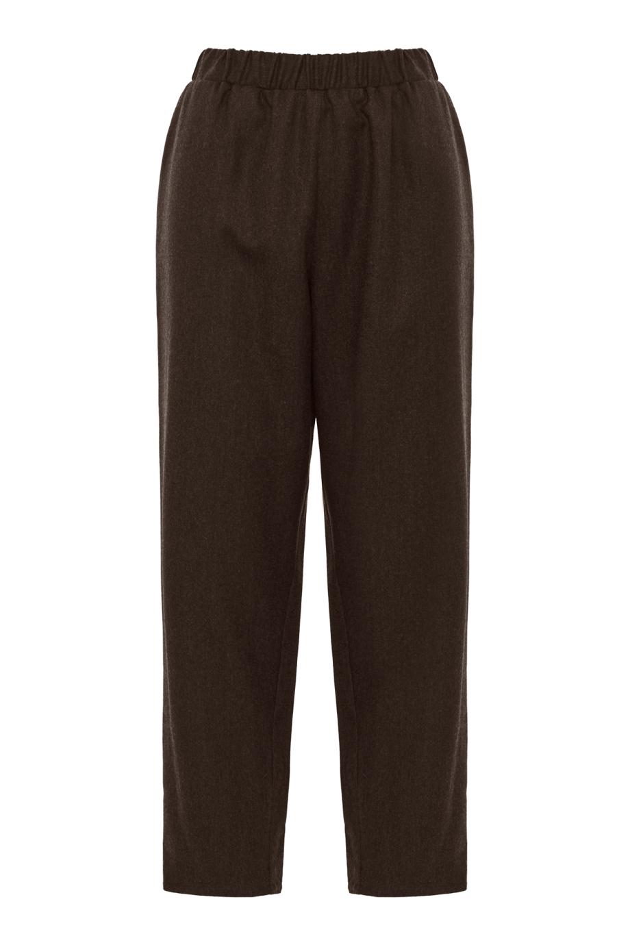 Wool flannel carrot pants in brown