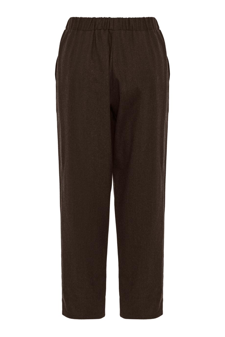 Wool flannel carrot pants in brown